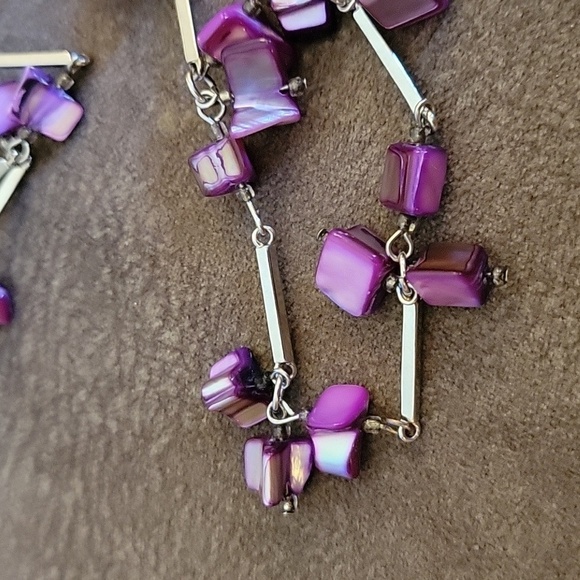 PURPLE Shell Liquid Chain Station Necklace - Picture 3 of 5